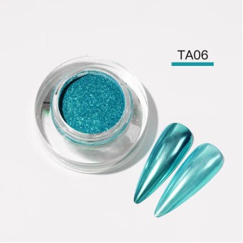 KROMI Cyan nail chrome powder TA06