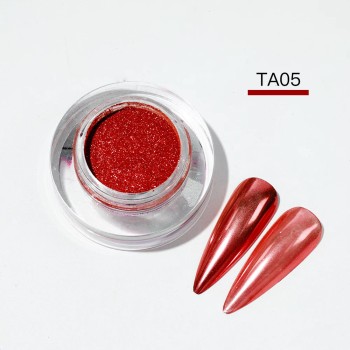 KROMI Red nail chrome powder TA05
