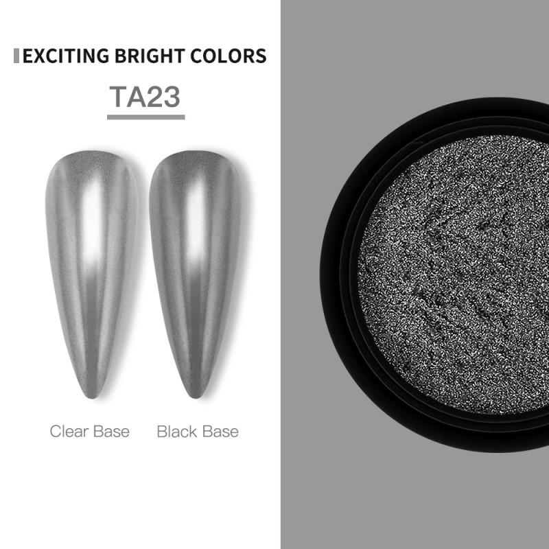 KROMI Dark Silver nail chrome powder TA23
