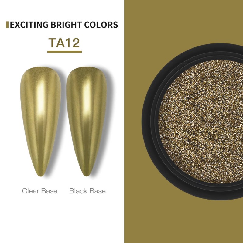 KROMI Holographic Dark Gold nail chrome powder TA12