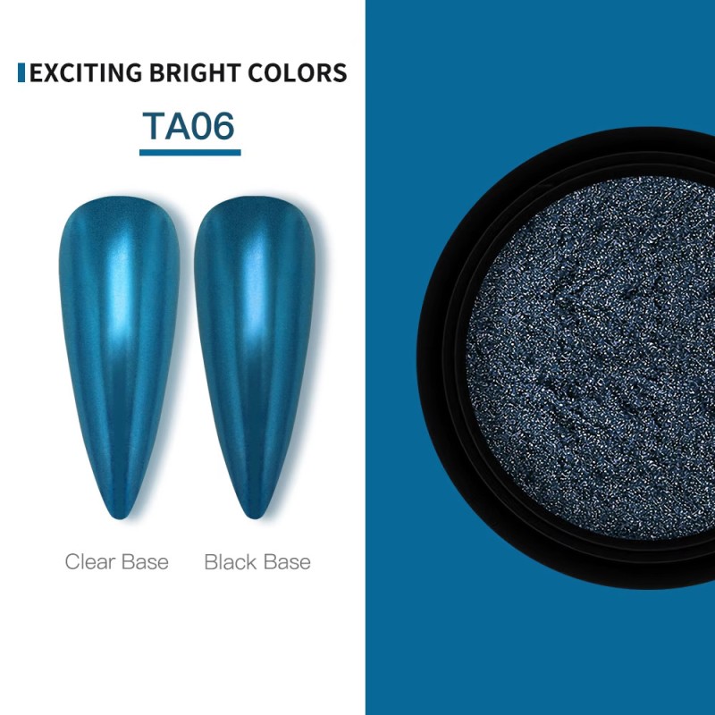 KROMI Cyan nail chrome powder TA06