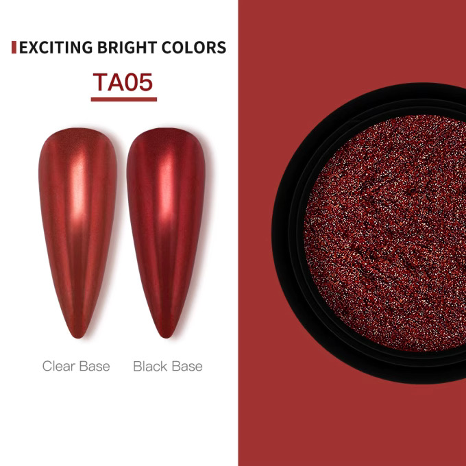 KROMI Red nail chrome powder TA05