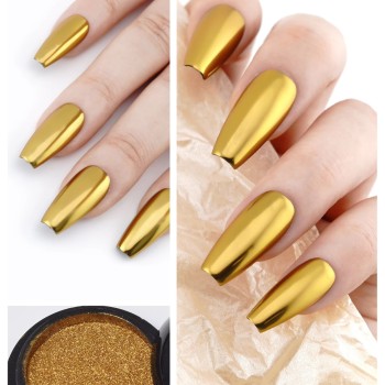 KROMI Holographic Dark Gold nail chrome powder TA12