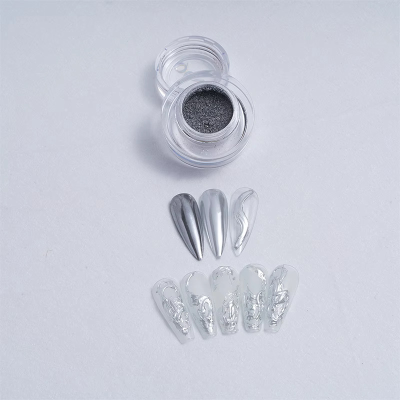 KROMI Dark Silver nail chrome powder TA23