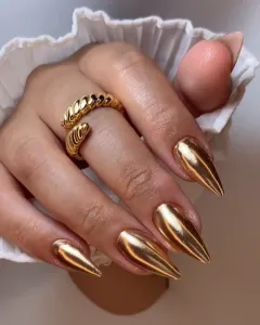 Gold chrome nails